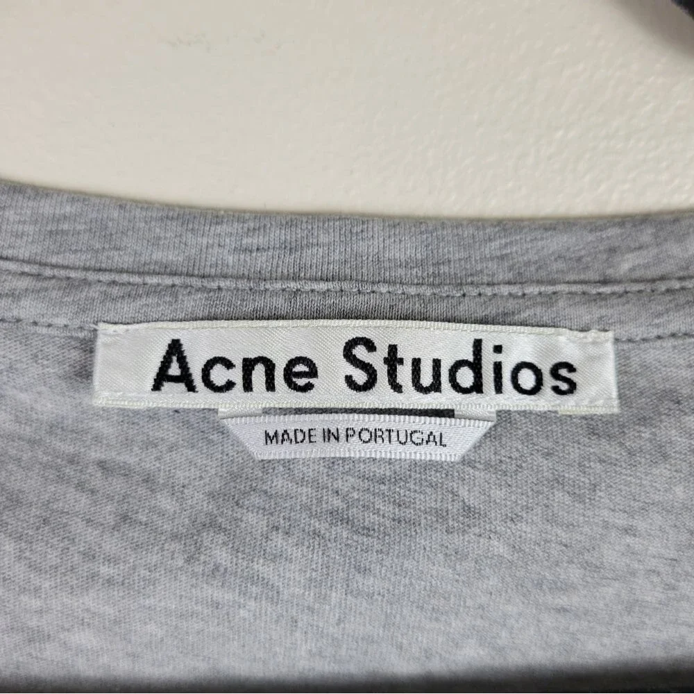 Acne Studios Dorla Solid Grey Cotton Short Sleeve Top Shirt